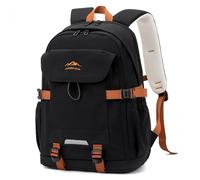 unisoul Urban Outdoor Rucksack Damen & Herren, Schulrucksack Teenager mit 2 Hauptfächern, DIN A4 Laptop Rucksack 15,6 Zoll, Ergonomischer Wanderrucksack für Schule, Reise und Outdoor, Schwarz