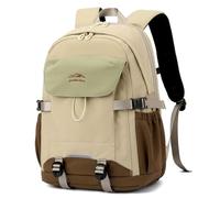 unisoul Urban Outdoor Rucksack Damen & Herren, Schulrucksack Teenager mit 2 Hauptfächern, DIN A4 Laptop Rucksack 15,6 Zoll, Ergonomischer Wanderrucksack für Schule, Reise und Outdoor, Khaki mit Grün