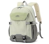 unisoul Urban Outdoor Rucksack Damen & Herren, Schulrucksack Teenager mit 2 Hauptfächern, DIN A4 Laptop Rucksack 15,6 Zoll, Ergonomischer Wanderrucksack für Schule, Reise und Outdoor, Grün