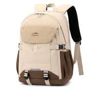 unisoul Urban Outdoor Rucksack Damen & Herren, Schulrucksack Teenager mit 2 Hauptfächern, DIN A4 Laptop Rucksack 15,6 Zoll, Ergonomischer Wanderrucksack für Schule, Reise und Outdoor, Braun