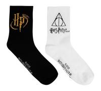 United Labels 2 Paar Harry Potter Socken für Herren, Schwarz Weiß, Herrensocken, Männer Crew Strümpfe