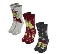 United Labels 3 Paar Der Grinch Socken für Damen und Herren, 38-43, Unisex Strümpfe Weihnachten, Weihnachtssocken lustig