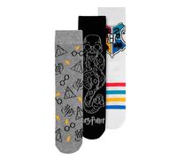 United Labels 3 Paar Harry Potter Socken für Herren, Grau Schwarz Weiß, Herrensocken, Männer Strümpfe Hogwarts