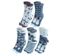 United Labels 5 Paar Disney Lilo & Stitch Socken für Damen, blau, 38-43, Damensocken, Frauen Strümpfe