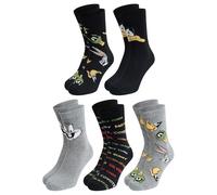 United Labels 5 Paar Looney Tunes Socken für Herren, Schwarz Grau, 40-45, Herrensocken Bugs Bunny, Männer Strümpfe