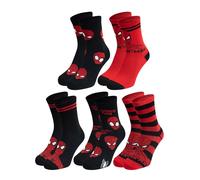 United Labels 5 Paar Marvel Spiderman Socken für Herren, Schwarz Rot, 40-45, Herrensocken, Männer Strümpfe