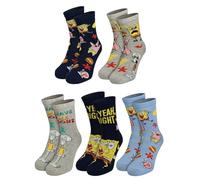 United Labels 5 Paar Spongebob Schwammkopf Socken für Herren, schwarz grau blau, 40-45, Herrensocken, Männer Strümpfe