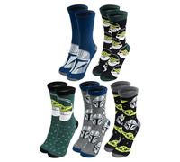 United Labels 5 Paar Star Wars The Mandalorian Socken für Herren, 40-45, Herrensocken Baby Yoda Grogu und Stormtrooper, Männer Strümpfe