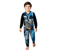 United Labels DC Comics Batman Jumpsuit für Jungen, Schwarz, 110-116, Fleece Overall Langarm, Einteiler Schlafanzug, Kuschelanzug für Kinder