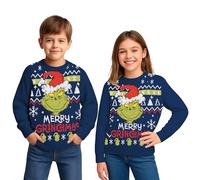 United Labels Der Grinch Weihnachtspullover für Kinder, Blau, Merry Grinchmas, 110/116, Winter Strickpullover, Pullover Unisex für Jungs und Mädchen