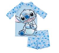 United Labels Disney Lilo & Stitch Badeanzug zweiteilig UV Schutz 30 für Mädchen, Blau, 122/128, Bademode Kinder mit Shirt und Badehose, Badebekleidung