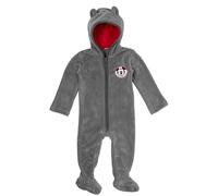 United Labels Disney Mickey Mouse Baby Fleece Overall mit Kapuze und Ohren für Jungen und Mädchen - Babykleidung Strampler Onesie Jumpsuit Grau (Grau, 86-92)
