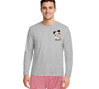 United Labels Disney Mickey Mouse Schlafanzug für Männer, Grau Rot, L, Pyjama Set lang, Schlafanzug Weihnachten