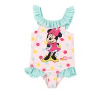 United Labels Disney Minnie Mouse Badeanzug für Mädchen mit Rüschen, Rosa Türkis, 122-128, Schwimmanzug, Bademode Kinder