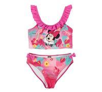 United Labels Disney Minnie Mouse Bikini für Mädchen mit Rüschen, Pink Rot, 98/104, Zweiteiliger Badeanzug, Bademode Kinder