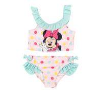 United Labels Disney Minnie Mouse Bikini für Mädchen mit Rüschen, Rosa Türkis, 110-116, Zweiteiliger Badeanzug, Bademode Kinder