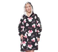 United Labels Disney Minnie Mouse Oversize Hoodie Decke mit Ärmeln und Kapuze für Damen, Schwarz, Kuschelpullover Einheitsgröße, Flauschiger Deckenpullover