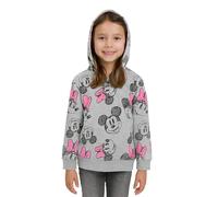 Disney Minnie Mouse Hoodie für Mädchen - Kinder Kapuzenpullover Pullover mit Kapuze Sweatshirt Grau/Rosa (DE/NL/SE/PL, Numerisch, 122, 128, Regular, Grau/Rosa)