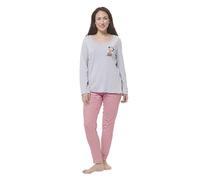 United Labels Disney Minnie Mouse Schlafanzug für Damen, Grau Rot, M, Pyjama Set lang, Schlafanzug Weihnachten