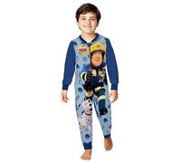 United Labels Feuerwehrmann Sam Jumpsuit für Jungen, Blau, 110-116, Fleece Overall Langarm, Einteiler Schlafanzug, Kuschelanzug für Kinder