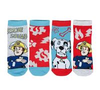 United Labels Feuerwehrmann Sam Socken für Jungen Kinder Sneaker Kindersocken Söckchen Mehrfarbig Bunt (4er Pack) (as3, numeric, numeric_23, numeric_26, regular, 23-26)