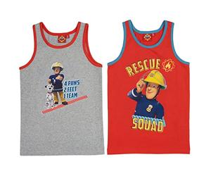 United Labels Feuerwehrmann Sam Unterhemd für Jungen Kinder Tank Top Hemdchen Unterwäsche Grau/Rot (2er Pack) (as3, Numeric, Numeric_110, Numeric_116, Regular, 110-116)