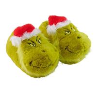 United Labels Grinch 3D Hausschuhe Plüsch für Damen und Herren, Grün, 35/37, Unisex Slipper mit Weihnachtsmütze, Pantoffeln Winter, Puschen Weihnachten