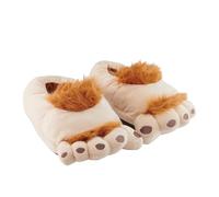 United Labels Halbling 3D Hausschuhe Plüsch Füße, Beige Braun, 38/40, Pantoffeln mit Fell und Anti Rutsch Noppen, Slipper