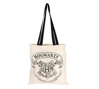 United Labels Harry Potter Stoffbeutel - Hogwarts Wappen Jutebeutel Tragetasche Baumwolltasche mit langen Henkeln Beige Naturfarben