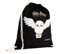 United Labels Harry Potter Turnbeutel 37x46 cm, Schwarz, Baumwolle, Sportbeutel mit Kordelzug, Hedwig Stoffbeutel für Reisen und Sport