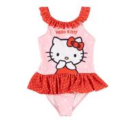 United Labels Hello Kitty Badeanzug für Mädchen mit Rüschen, Rosa Rot, 122/128, Schwimmanzug Kinder, Bademode