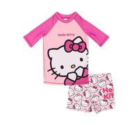 United Labels Hello Kitty Badeanzug zweiteilig UV Schutz 30 für Mädchen, Rosa, 134/140, Bademode Kinder mit Shirt und Badehose, Badebekleidung