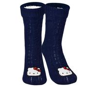 United Labels Hello Kitty Hüttensocken - Strick Haussocken mit Sherpa Futter für Damen Kuschelsocken Flauschige Wintersocken warme Frauen Socken OneSize Blau
