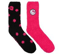 United Labels Hello Kitty Kuschelsocken für Damen - Flauschige Wintersocken warme Socken Schwarz/Pink (2er Pack) (DE/NL/SE/PL, Numerisch, 39, 42, Regular, Regular, Schwarz/Pink)