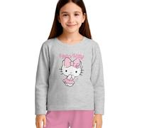 United Labels Hello Kitty Schlafanzug für Mädchen - Pink Bow Kinder Pyjama Set Langarm Oberteil mit Hose Rosa/Grau (DE/NL/SE/PL, Numerisch, 110, 116, Regular, Rosa/Grau)