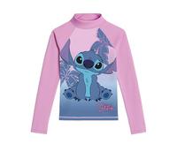 United Labels Lilo & Stitch Schwimmshirt UV Schutz 30 für Mädchen, Rosa Blau, Badeshirt Langarm, Bademode Kinder, Badebekleidung