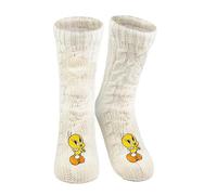 United Labels Looney Tunes Tweety Kuschelsocken für Damen, Weiß, 35-38, flauschige Stoppersocken, warme Socken, Hüttensocken