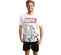 United Labels Marvel Schlafanzug für Herren kurz, Grau Schwarz, M, Pyjama Set aus Baumwolle, Männer Schlafanzug