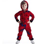 United Labels Marvel Spiderman Jumpsuit mit Kapuze für Jungen, Rot, 98-104, Overall lang, Schlafanzug Einteiler für Kinder