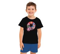 United Labels Marvel The Avengers Schlafanzug für Jungen - Kinder Pyjama Set Kurzarm Oberteil mit Hose Schwarz/Blau