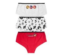 Miraculous Panty für Mädchen - Ladybug Kinder Unterhose Slip Unterwäsche Rot/Weiß/Grau (3er Pack) (DE/NL/SE/PL, Numerisch, 122, 128, Regular, Rot/Weiß/Grau)