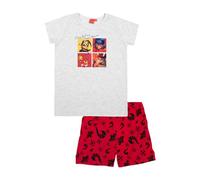 United Labels Miraculous Schlafanzug für Mädchen - Ladybug Kinder Pyjama Set Kurzarm Oberteil mit Hose Grau/Rot (DE/NL/SE/PL, Numerisch, 134, 140, Regular, Grau/Rot)
