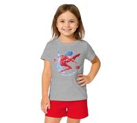 United Labels Miraculous Schlafanzug für Mädchen - Ladybug Kinder Pyjama Set Kurzarm Oberteil mit Hose Grau/Rot 134/140