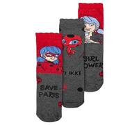 United Labels Miraculous Socken für Mädchen - Ladybug Kinder Sneaker Kindersocken Söckchen Grau Rot (3er Pack) (DE/NL/SE/PL, Numerisch, 27, 30, Regular, Grau/Rot)
