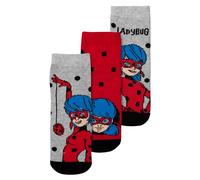 United Labels Miraculous Socken für Mädchen - Ladybug Kinder Sneaker Kindersocken Söckchen Rot Grau (3er Pack) (DE/NL/SE/PL, Numerisch, 27, 30, Regular, Rot/Grau)