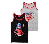 United Labels Miraculous Unterhemd für Mädchen - Ladybug Kinder Tank Top Hemdchen Unterwäsche Schwarz/Grau (2er Pack) (DE/NL/SE/PL, Numerisch, 110, 116, Regular, Schwarz/Grau)