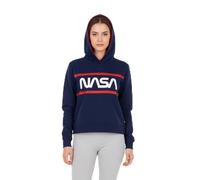 United Labels NASA Pullover mit Kapuze für Damen, Blau Rot, L, Cropped Hoodie, Sweatshirt aus Baumwolle, Kapuzenpullover