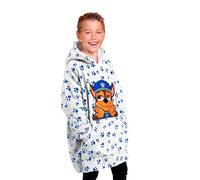 United Labels Paw Patrol Chase Oversize Hoodie Decke mit Ärmeln und Kapuze für Jungen, Weiß, Kuschelpullover Einheitsgröße, flauschiger Deckenpullover