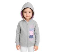 United Labels Peppa Wutz Sweatjacke mit Kapuze für Mädchen, Grau, Just Have Fun, 86-92, Kapuzenpullover mit Reißverschluss, Hoodie Kapuzenjacke für Kinder