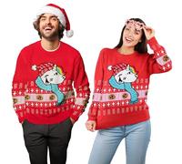 United Labels Pummel & Friends Weihnachtspullover Unisex, Rot, L, Winter Strickpullover, Pullover für Herren und Damen